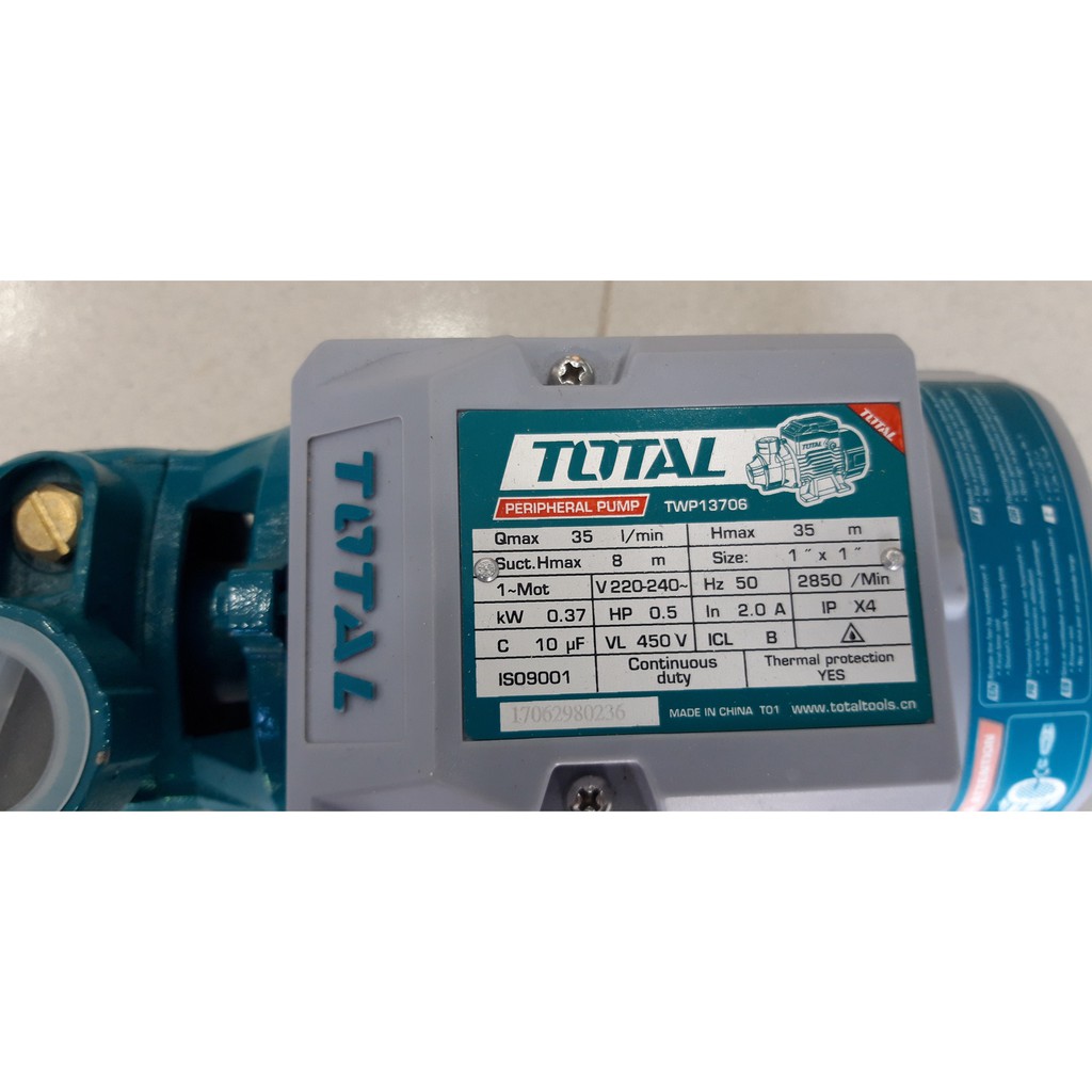 MÁY BƠM NƯỚC 0.5HP TOTAL (MÃ HÀNG CŨ: TWP13701) ( MÃ HÀNG MỚI: TWP13706)