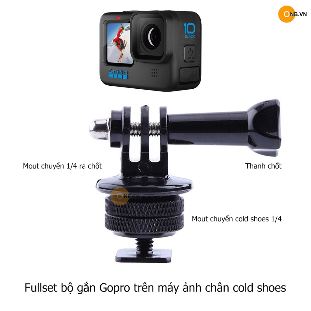 Fullset bộ gắn Gopro cho máy ảnh chân cold shoes