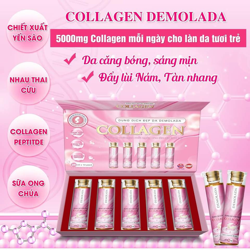 Nước uống đẹp da Demolada Collagen bổ sung collagen uống trắng da giúp sáng da giảm nám mờ thâm chống lão hóa tại nhà | WebRaoVat - webraovat.net.vn