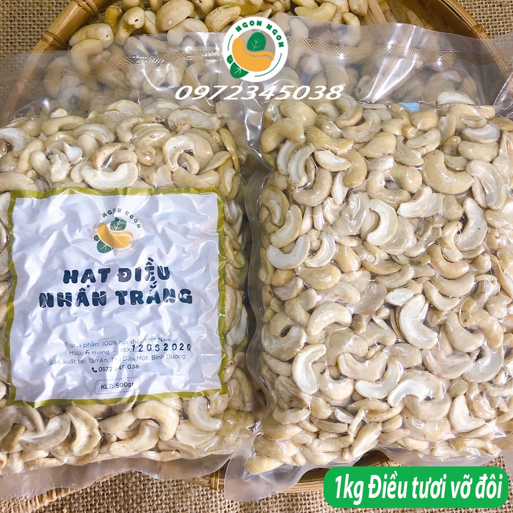 [Mã GROSALE2703 giảm 8% đơn 250K] 1kg Hạt điều tươi bể đôi Bình Dương