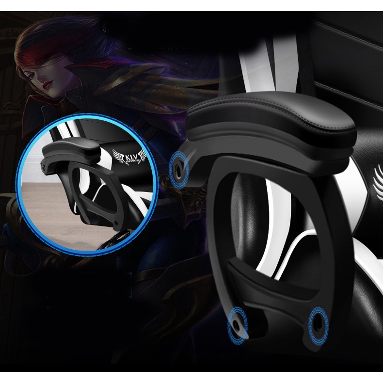 Ghế văn phòng, bọc da cao cấp, đệm cao su êm ái, Ghế gaming ngả lưng gác chân KLW-919