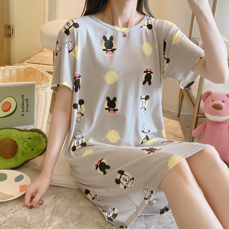 [Mã WASTUP giảm 10% tối đa 30K đơn 99K] Váy ngủ cộc tay thun sữa họa tiết dễ thương [VN03 | BigBuy360 - bigbuy360.vn