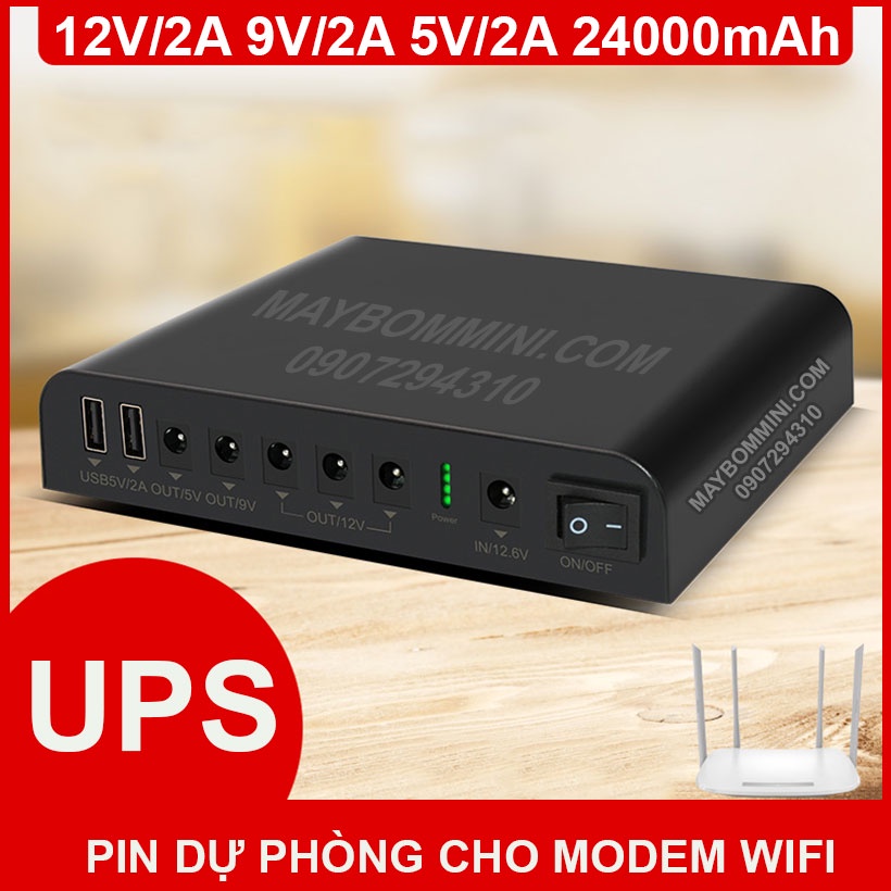 UPS dự phòng modem wifi camera 5V 9V 12V 24000mAh