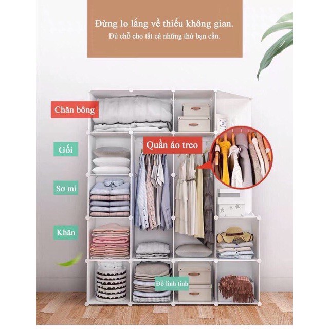 Tủ quần áo - tủ nhựa ghép 8 ô đa năng