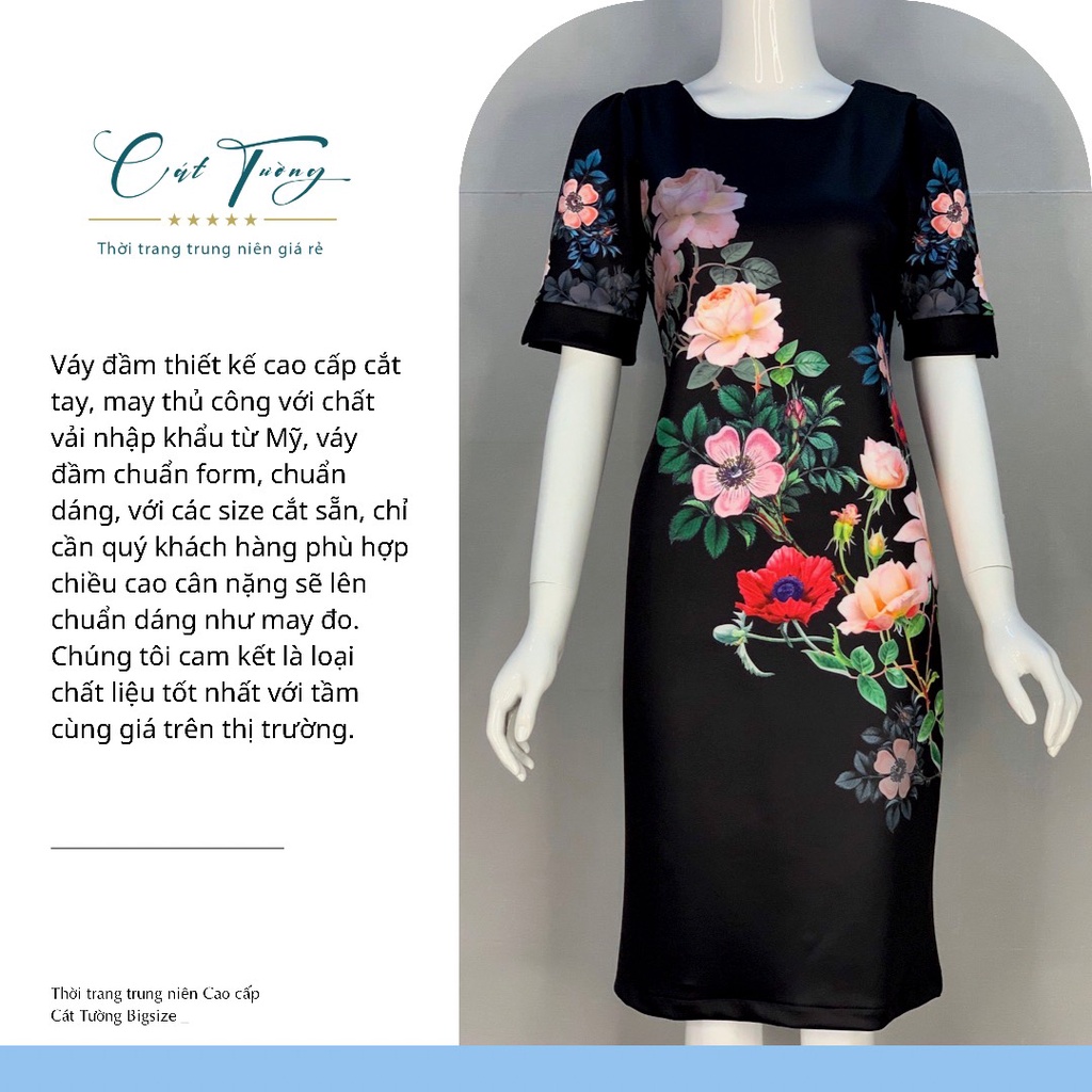Váy đầm trung niên dự tiệc Cát Tường - Đầm suông hoa trẻ trung, sang trọng - Thiết kế mới nhất 2021