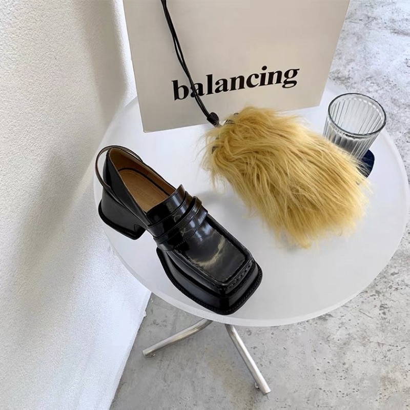 Giày loafer B58 đế cao 4cm phong cách retro Nhật Bả