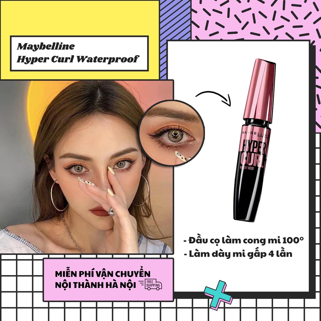 Mascara Maybelline Hyper Curl Waterproof Dài Mi và Cong Mi Chuốt Mi Đen 9.2ml | BigBuy360 - bigbuy360.vn