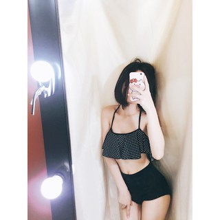 Bikini đồ bơi hai mảnh bèo chấm bi chất thun mặc đi biển đẹp