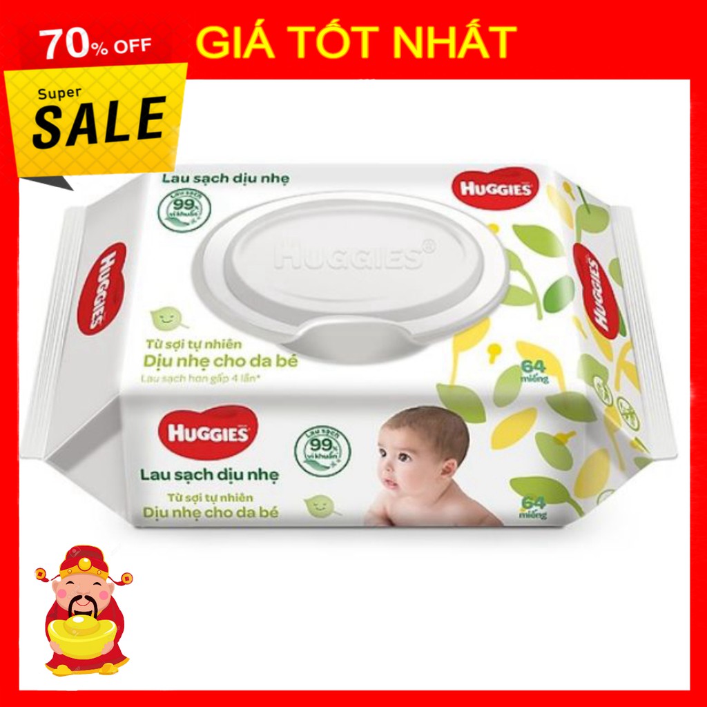 [ GIÁ TỐT NHẤT ]  Khăn Giấy Ướt Cho Trẻ Sơ Sinh HUGGIES (64 Tờ/ Gói) [ HÀNG CHÍNH HÃNG ]