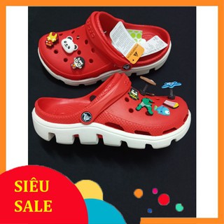 [Tặng 12 stick] Dép cross cá sục đế răng cưa màu đỏ Unisex