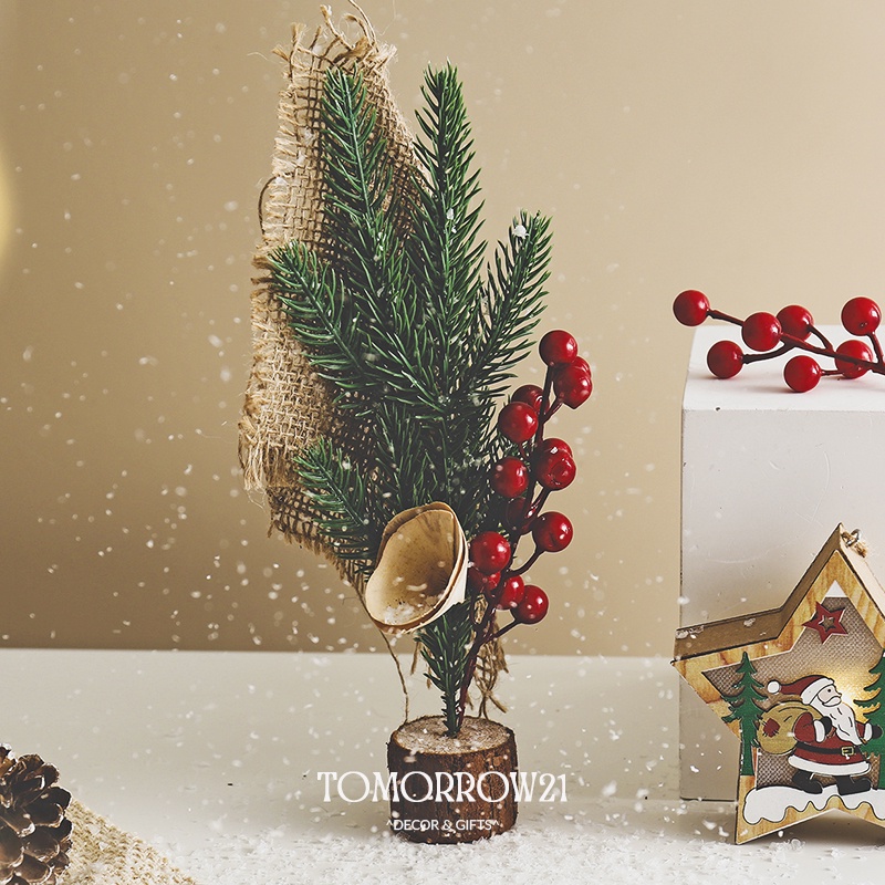 Combo cây thông trang trí giáng sinh mini gỗ, quà tặng noel