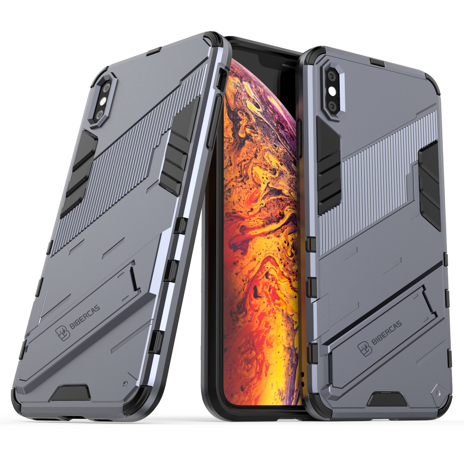 Apple Iphone XS Max Phone Case Iphone XR XS X Casing Punk Kickstand Back Armor Hard Cover