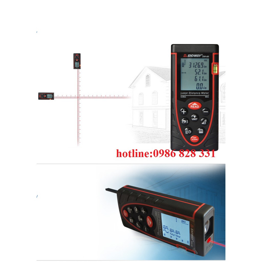 Thước đo khoảng cách laser SNDWAY SW-M50 phạm vi đo 50m