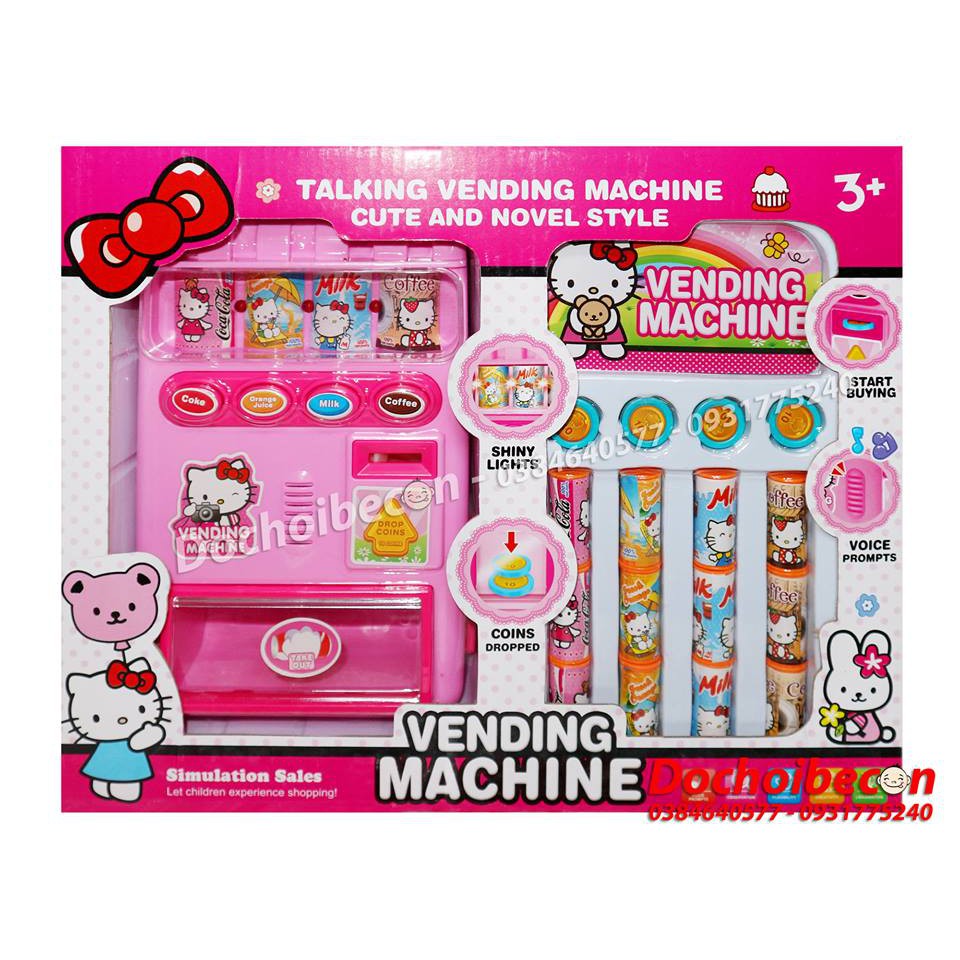 Máy bán nước tự động Kitty Vending Machine DN1000-KT - Dùng pin, có đèn âm thanh