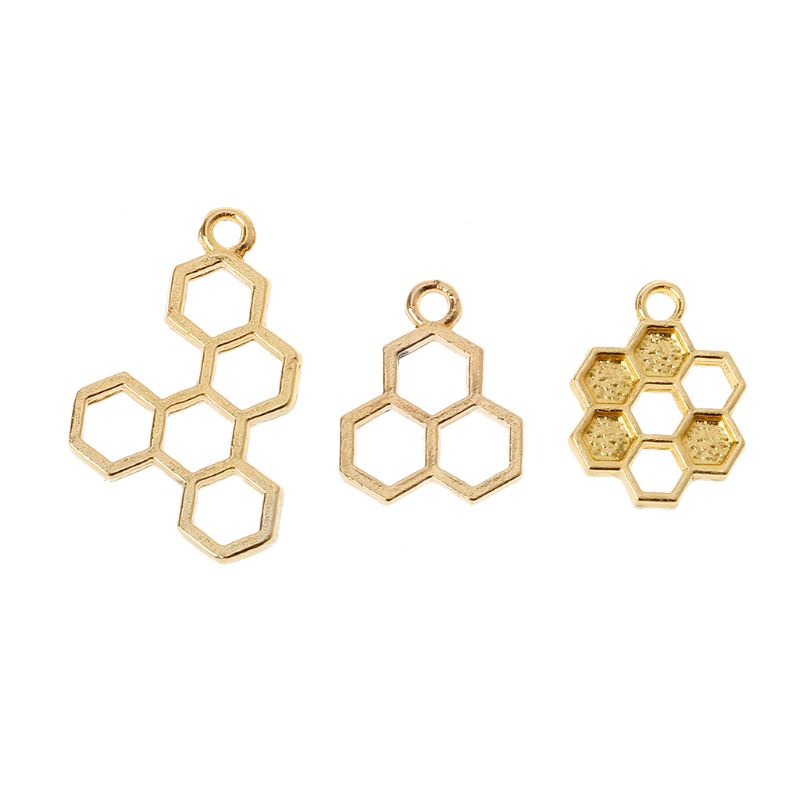 ✿ Set 10 Mặt Dây Chuyền Resin Hình Tổ Ong Màu Vàng Sáng Tạo DIY