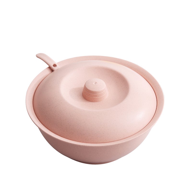 Bộ Tô Có Nắp Và Muỗng Bằng Lúa Mạch Chống Trầy Xước Tiện Lợi Cho Gia Đình