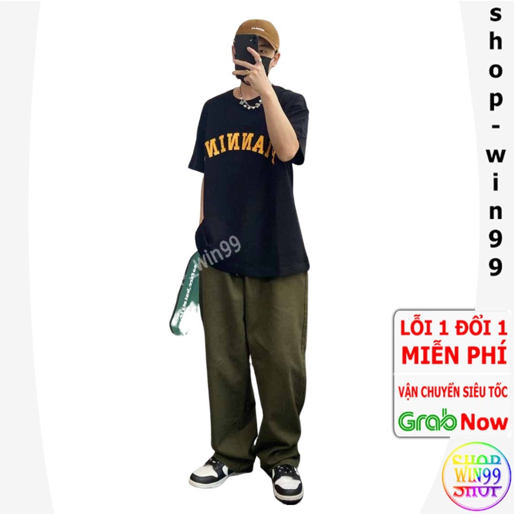 Quần kaki ống rộng dáng suông - kiểu quần trơn kaki basic Ulzzang .