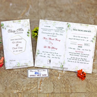 THIỆP CƯỚI HOA HIỆN ĐẠI GẬP ĐÔI (đã bao gồm công in nội dung hoàn chỉnh)
