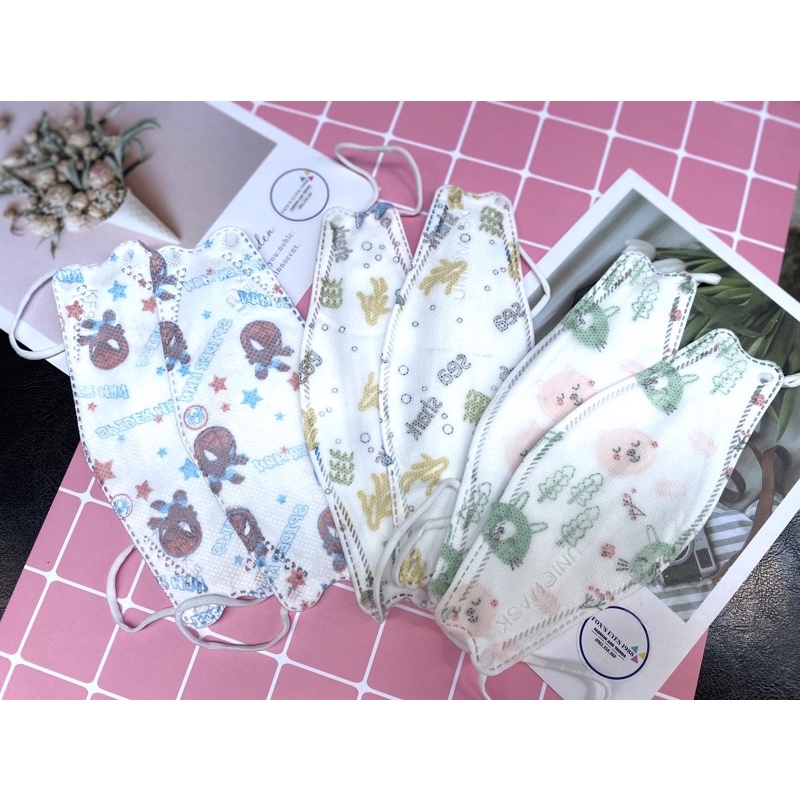 10Gói (100 chiếc) Khẩu Trang Cho Bé kF94 AMI Công nghệ Dập Hàn Quốc, Thiết Kế Thời Trang Kháng Khuẩn