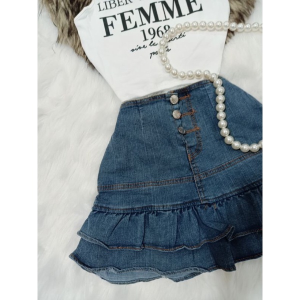 Chân váy jean 2 tầng lưng cao ( loại đẹp )