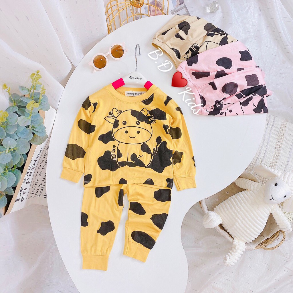 Bộ thun lạnh dài tay bò sữa cho bé trai bé gái