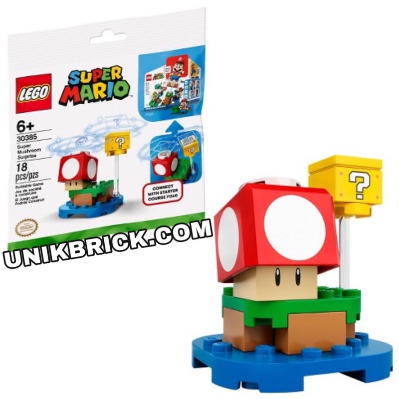 Lego UNIK BRICK Super Mario 30385 Super Mushroom Surprise Polybag Túi nhân vật nấm chính hãng .