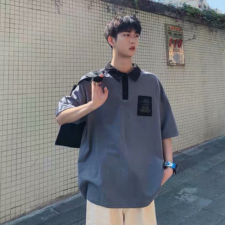 Áo Thun polo nam Tay Ngắn Dáng Rộng Thời Trang Hàn Quốc Trẻ Trung Cho unisex short bigsize áo polo nam t shirt túi sắc pocket top