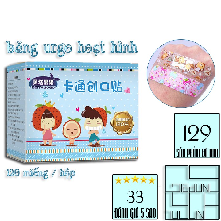 Băng urgo - Băng cá nhân loại hoạt hình hộp 120 miếng