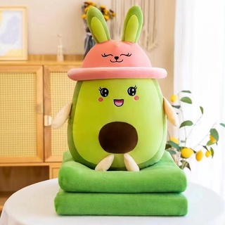 Gấu Bông Có Mền - Chăn Gối Văn Phòng 3in1 Hình Bơ Đội Mũ
