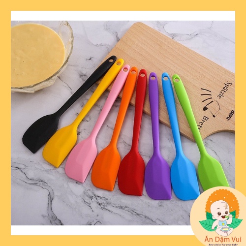 Spatula phới dẹt silicon chịu nhiệt trộn bột, dụng cụ vét bột làm bánh cho bé ăn dặm SAMI KIDS