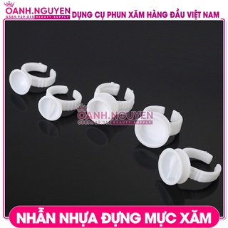 Nhẫn Nhựa (100 chiếc/túi)/ Nhẫn Đựng Mực Xăm, Sáp Khắc, Keo Nối Mi
