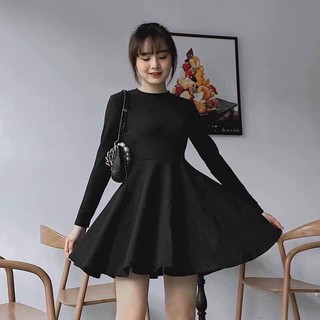 váy trơn dài tay dáng xoè basic Hs69
