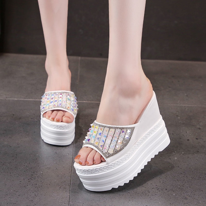 Dép đế xuồng 12cm hở mũi thời trang dành cho nữ