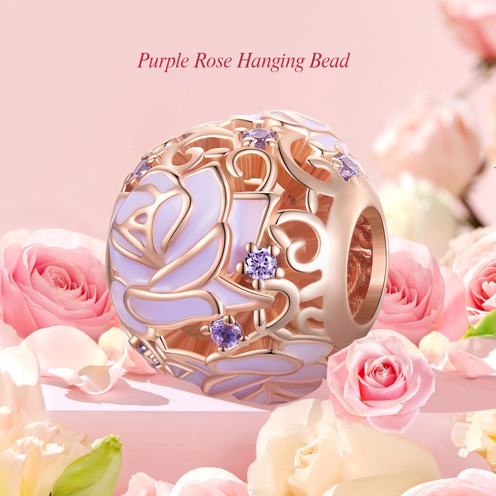 BAMOER Hạt bạc 925 HìNh Hoa HồNg TreO Trang Trí