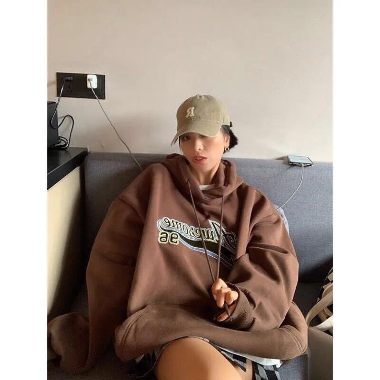 Áo Nỉ Mũ Hoodie Zip Awesome 96 Chất Nỉ Ngoại 2 Màu Nâu Be Dầy Dặn Form Rộng Hàn Quốc(Hàng Sẵn)