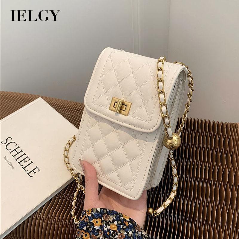 Túi Đeo Chéo Họa Tiết Kim Cương Ielgy Có Dây Chuyền Màu Vàng Để Lưu Trữ Điện Thoại Tiện Lợi