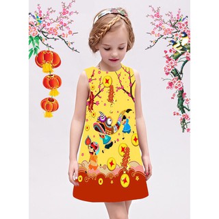 ĐẦM GẤM CAO CẤP CHỮ A CHO BÉ HÌNH LÂN VUI XUÂN NGÀY TẾT(màu vàng)