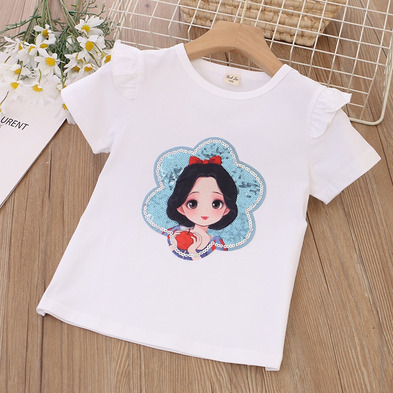 Áo Thun Cotton Cổ Tròn Tay Ngắn Thời Trang Mùa Hè Kiểu Công Chúa Dành Cho Bé Gái 2022