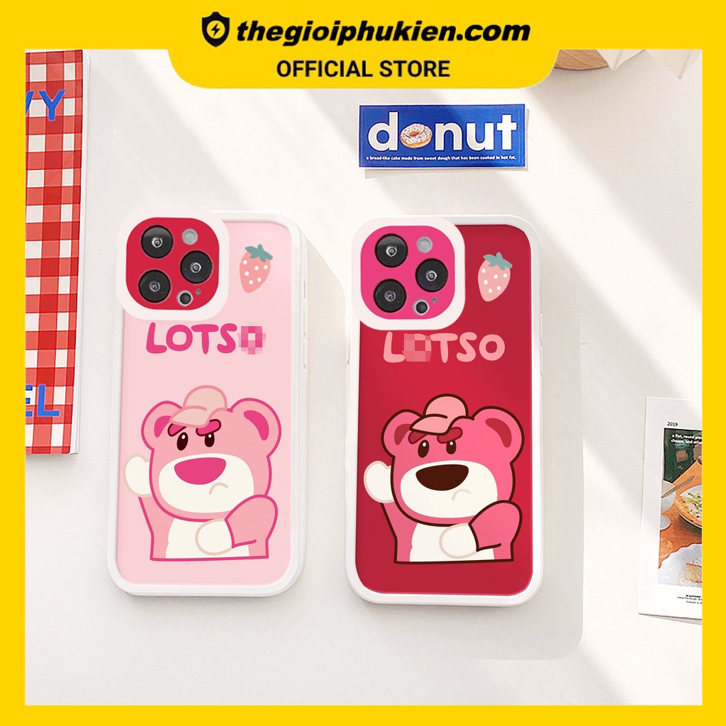 Ốp iphone - Ốp lưng iphone cạnh vuông viền camera Gấu Loso dành cho ip 6 đến 14promax - G33