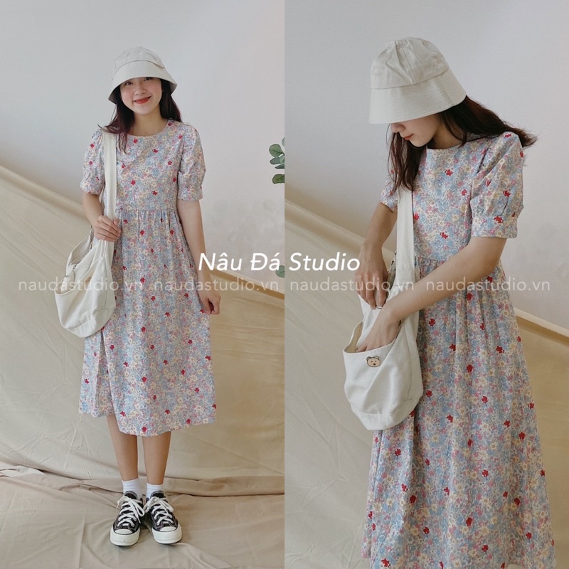 ĐẦM/VÁY BABYDOLL HOA NHÍ VINTAGE  - NÂU ĐÁ STUDIO.