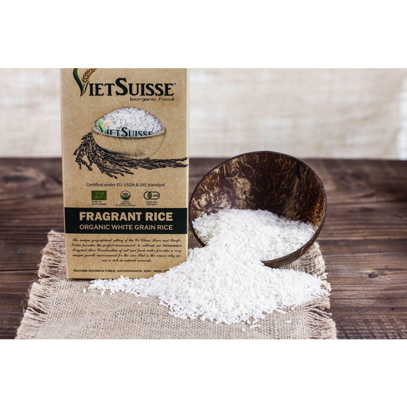 Gạo trắng lứt hữu cơ VietSuisse 1kg cho bé ăn dặm