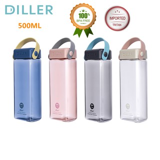 Bình Nước DILLER D33 500ml không chứa BPA Tritan có dây phù hợp sử dụng thể thao ngoài trời
