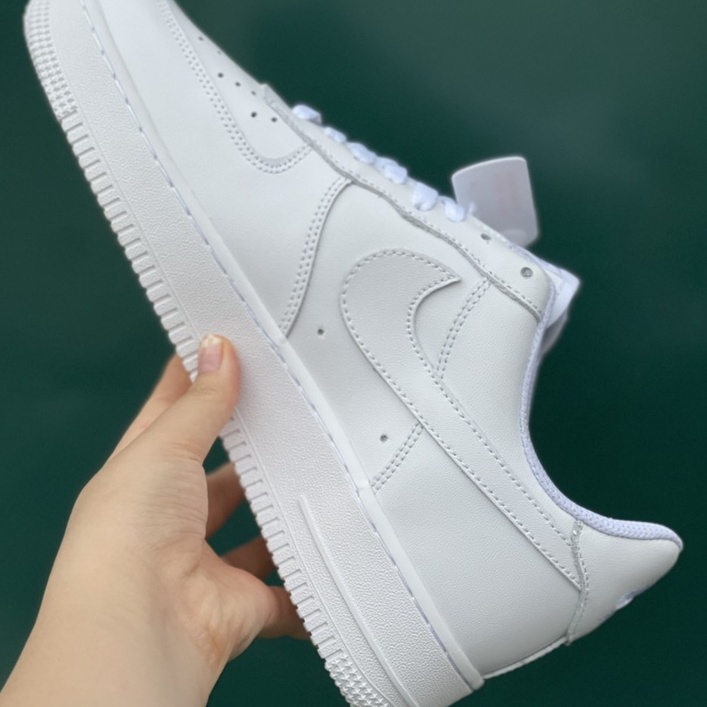 Giày AF1 Low Trắng Móc viền vàng nổi bật,giày Air Force 1 all white bản sịn