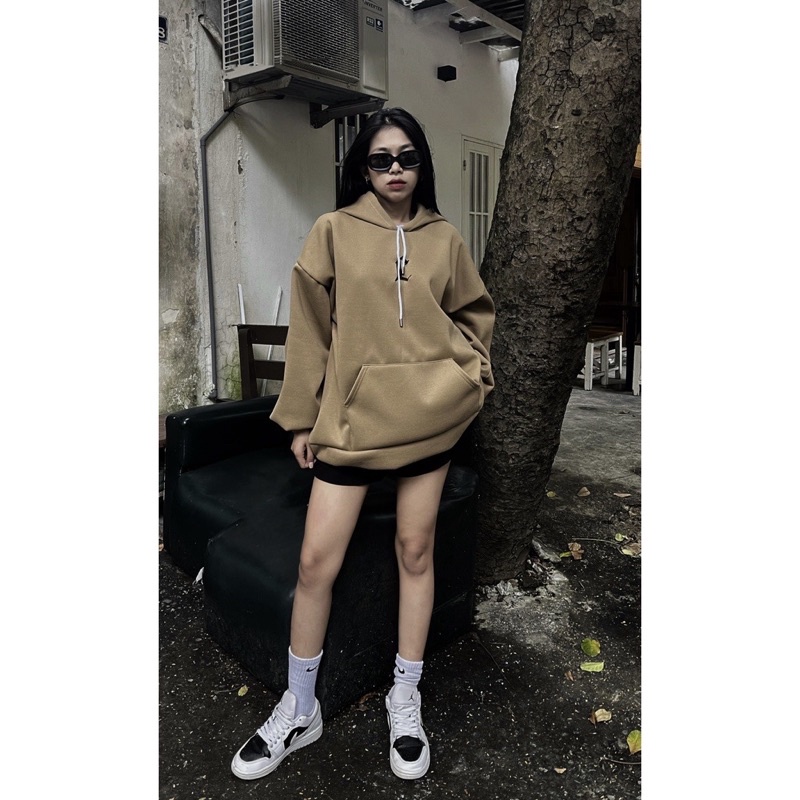 Áo Hoodie Nỉ Dạ Thêu Chữ L  Unisex [FREESHIP] Hoodies form rộng tay bồng chất dày kiểu dáng đường phố hàn quốc đẹp