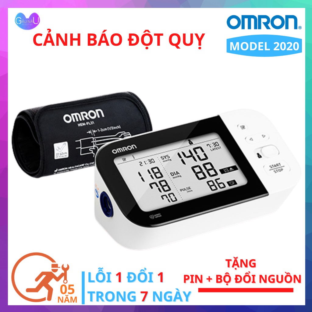 [CHÍNH HÃNG] Máy ĐO HUYẾT ÁP BẮP TAY TỰ ĐỘNG Omron Hem 7361T Có Cảnh Báo Đột Quỵ, Đo Chính Xác Nhịp Tim, Huyết Áp