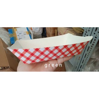 Khay giấy đỏ caro đựng thức ăn