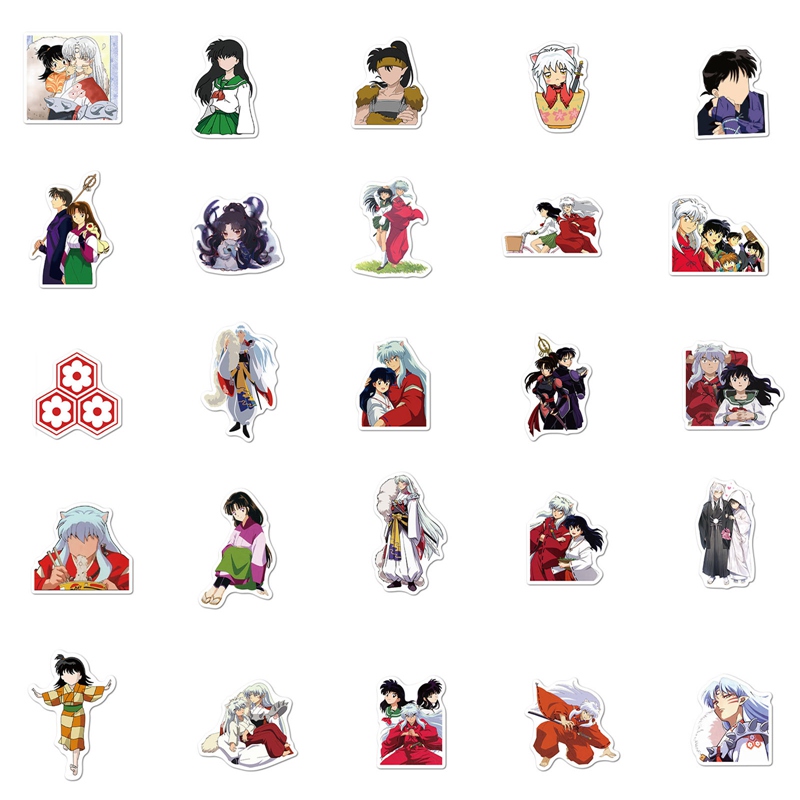 Set 50 Hình Dán Pvc Hình Inuyasha Dùng Để Trang Trí Laptop / Va Li