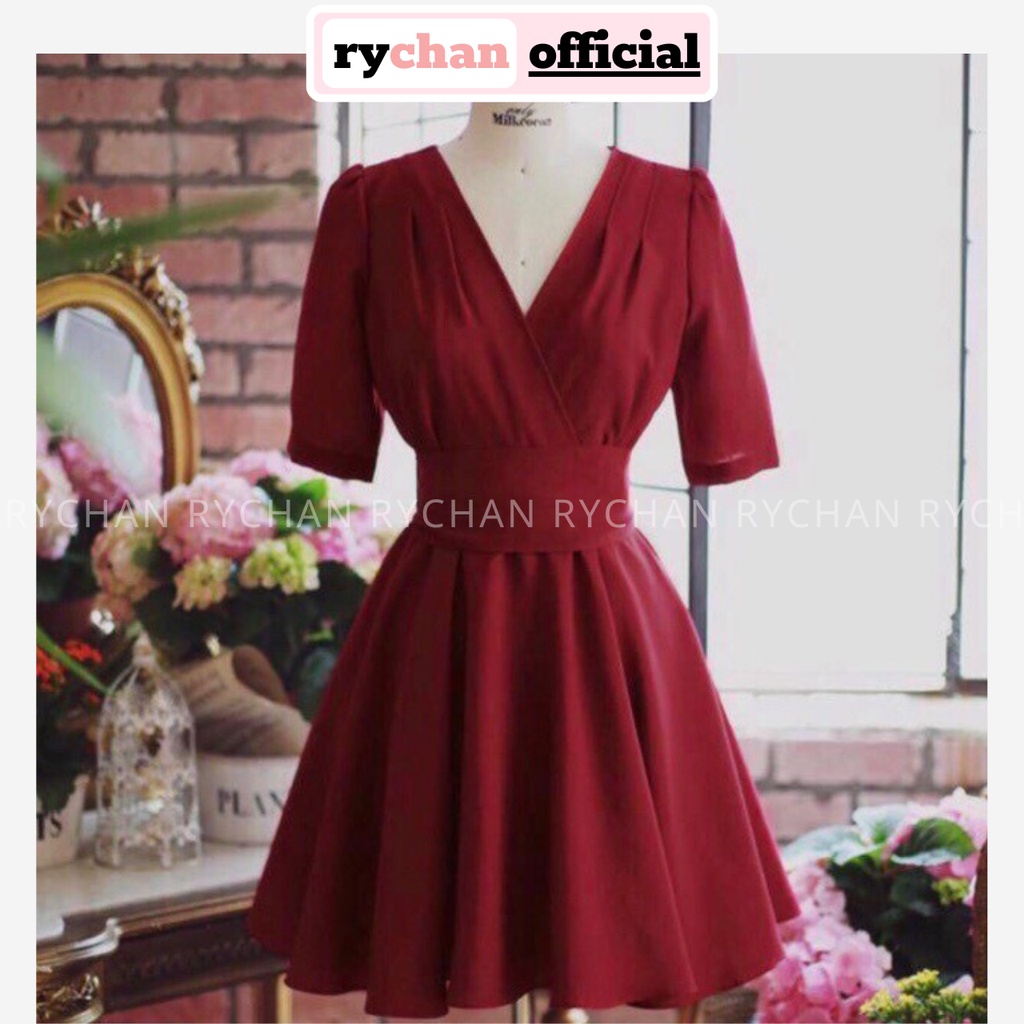 [ẢNH THẬT CUỐI] DX563 - Đầm Xòe Đắp Chéo Phối Nơ Lưng