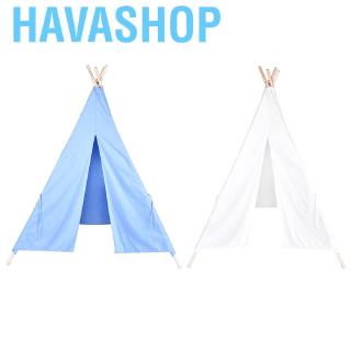 Havashop Kids Teepee Play Tent 100% Cotton Canvas Portable Playhouse Indian Tipi Kid’s Indoor Outdoor House Four Wooden