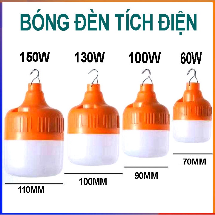 Bóng Đèn Tích Điện 4-8Giờ Siêu Sáng Tiện Lợi Gọn Nhẹ Hàng Cao Cấp 60W 100W 150W